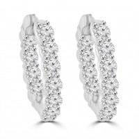 4.25 ct Ladies Round Cut Diamond Hoop Huggie Earrings